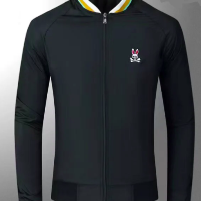 Psycho Bunny Men’s Soft Shell Wind Shield Black Jacket